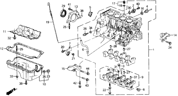 1989 Honda Prelude Bracket, Engine Mounting Diagram for 11910-PK1-000