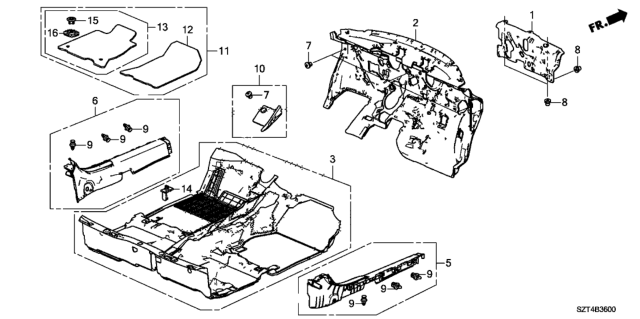 2012 Honda CR-Z Floor Mat Diagram