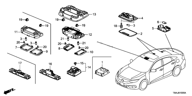 2018 Honda Civic Interior Light Diagram