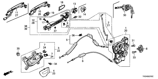 2015 Honda Civic Handle Complete (Green Opal Metallic) Diagram for 72181-T1G-E11ZW