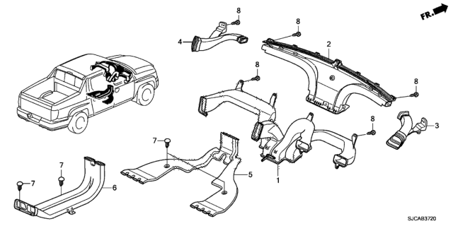 2014 Honda Ridgeline 4 Door RTL-S (SPECIAL EDITION) KA 5AT Duct Diagram