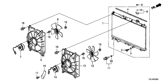 2013 Honda Accord Radiator (Denso) Diagram