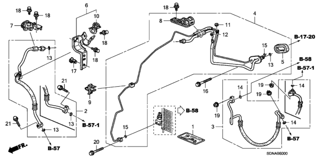 2007 Honda Accord A/C Hoses - Pipes Diagram