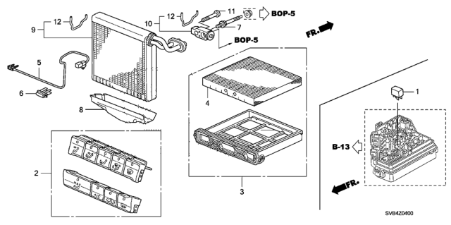 2010 Honda Civic 2 Door DX KA 5AT A/C Cooling Unit Diagram