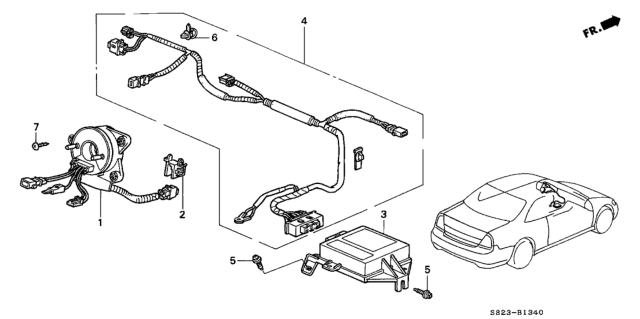 2000 Honda Accord Unit Assembly Srs Diagram for 77960-S84-315