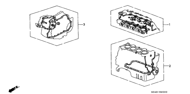 1997 Honda Civic Gasket Kit, Cylinder Block Diagram for 06111-P2M-A00