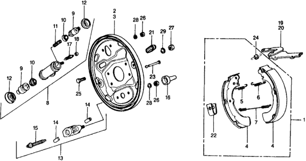1978 Honda Civic 5 Door ** KH HMT Rear Brake Shoe Diagram