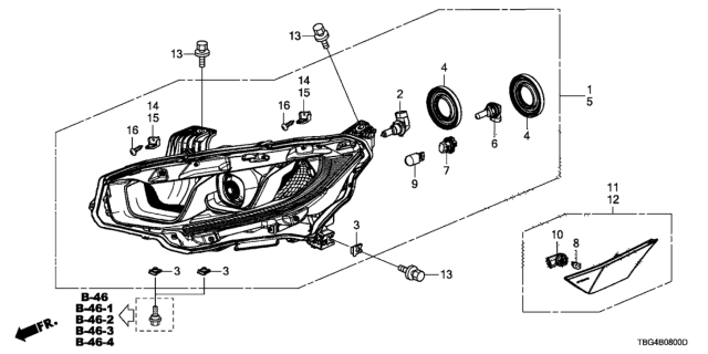 2017 Honda Civic Headlight (Halogen) Diagram