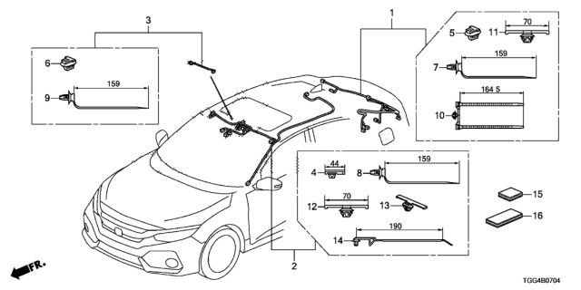2018 Honda Civic Wire, Interior & Sunroof Diagram for 32155-TGG-A40