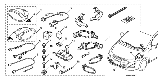 2011 Honda Insight 5 Door LX KA CVT Foglights Diagram
