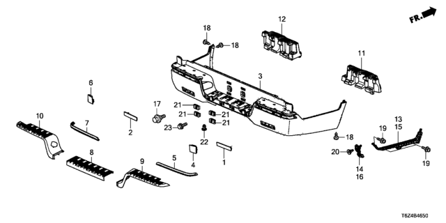 2017 Honda Ridgeline 4 Door RTL (AWD) KA 6AT Rear Bumper Diagram