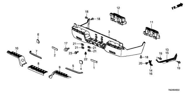 2017 Honda Ridgeline Face, Rear Bumper (Dot) Diagram for 04715-T6Z-A90