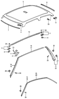 1983 Honda Accord 3 Door LX KH HMT Headliner Trim Diagram