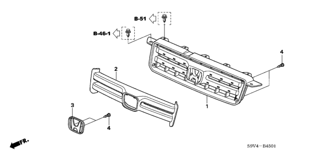 2006 Honda Pilot Front Grille Diagram