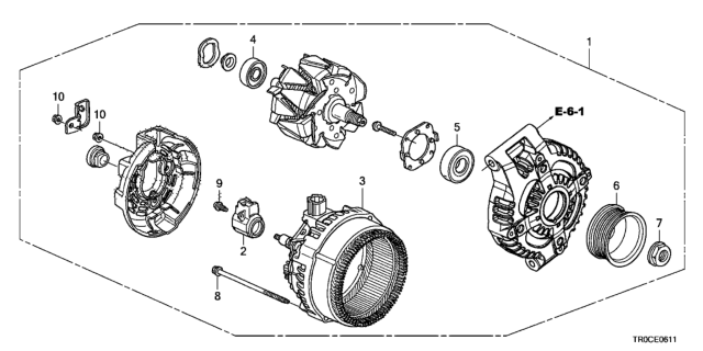 2014 Honda Civic 4 Door SI (HPT) KA 6MT Alternator (Denso) (2.4L) Diagram