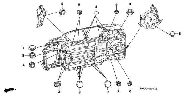 2006 Honda CR-V 5 Door LX (2WD) KA 5AT Grommet (Lower) Diagram