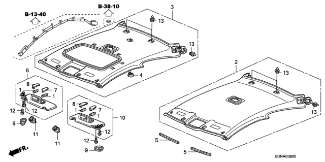 2007 Honda Accord Roof Lining Diagram