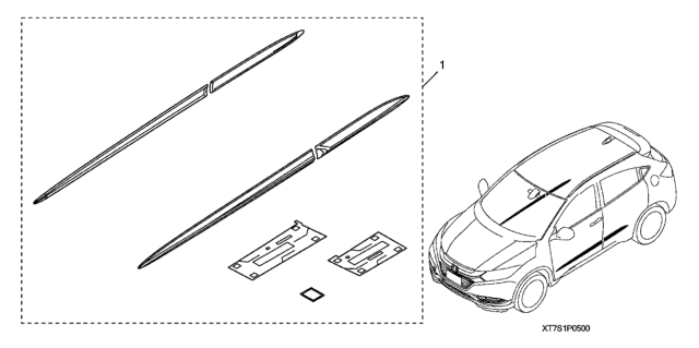 2016 Honda HR-V 5 Door EX (2WD) KA CVT Body Side Molding Diagram