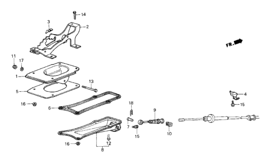 1987 Honda CRX 2 Door DX KA 4AT Select Lever Bracket Diagram