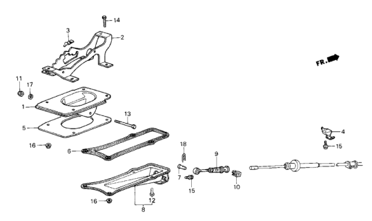 1986 Honda CRX Select Lever Bracket Diagram