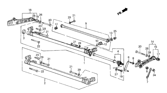 1985 Honda CRX Beam Assembly, Rear Axle Diagram for 42100-SB2-305