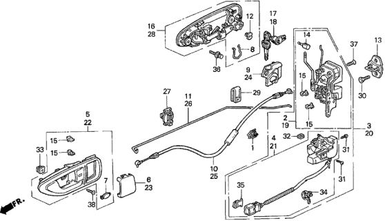 1996 Honda Del Sol Handle Assembly, Passenger Side (Outer) (Granada Black Pearl) Diagram for 72140-SR3-J02ZR