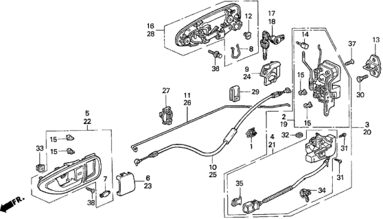 1996 Honda Del Sol Actuator, Left Front Door Lock Diagram for 72155-SR2-A21