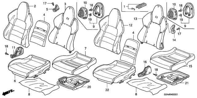 2006 Honda S2000 Cover, Front Seat Cushion Trim (Type P) (Leather) (Black/Red) Diagram for 81131-S2A-A12ZJ