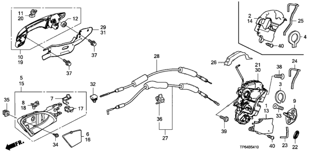 2013 Honda Crosstour Handle Assembly, Driver Side Door (Outer) Diagram for 72180-TP6-A11