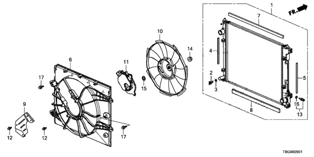 2016 Honda Civic Motor, Cooling Fan Diagram for 19030-5BA-A01