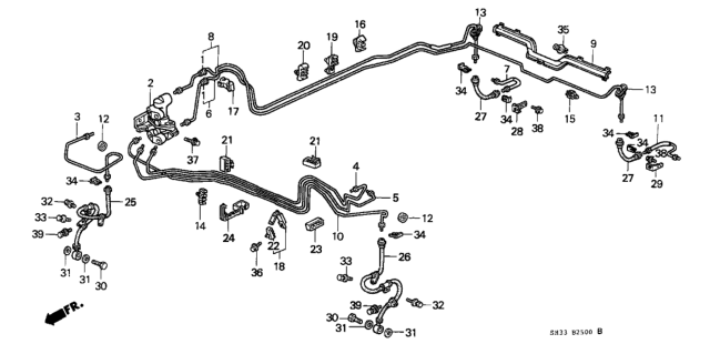 1990 Honda Civic Clip S, Brake Pipe Diagram for 46391-692-003