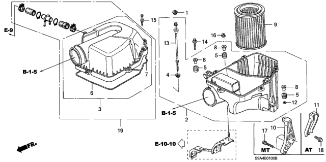 2004 Honda CR-V Case Set, Air Cleaner Diagram for 17201-PNA-000