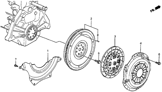 1985 Honda Prelude MT Clutch - Flywheel Diagram