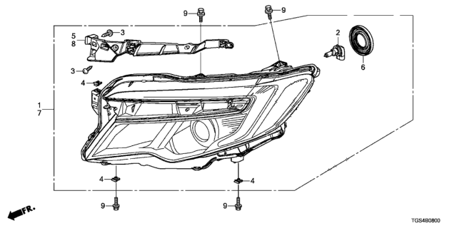 2020 Honda Passport 5 Door EXL (2WD) KA 9AT Headlight Diagram