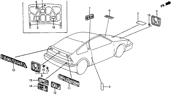 1984 Honda CRX Emblems Diagram