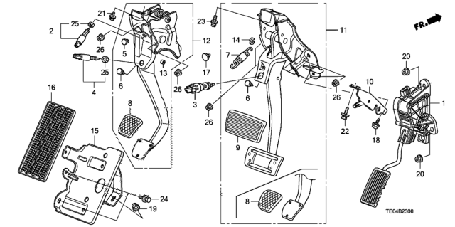 2008 Honda Accord Pedal Assy., Brake Diagram for 46600-TA0-A83