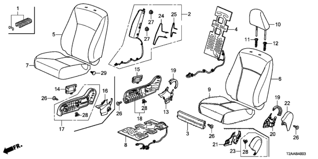 2017 Honda Accord Pad, R. FR. Seat-Back Diagram for 81127-T2G-L21