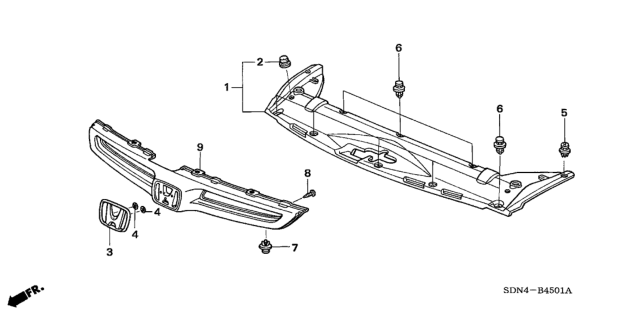 2006 Honda Accord Front Grille Diagram