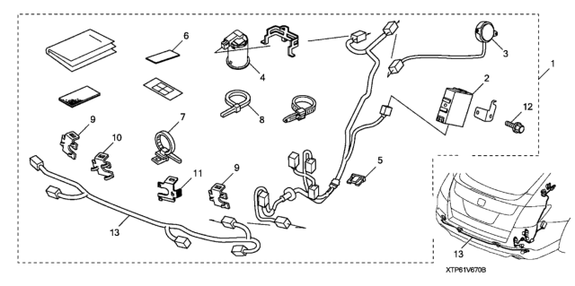 2013 Honda Crosstour 5 Door EXL (4WD) KA 6AT Back-Up Sensor - Attachment Diagram