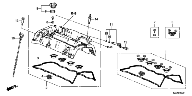 2013 Honda Accord Bolt,Head Cover Diagram for 90016-5A2-A00