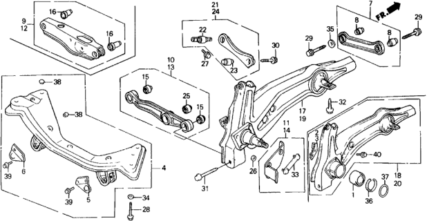 1989 Honda Civic Arm, Right Rear (Lower) Diagram for 52350-SH3-A11