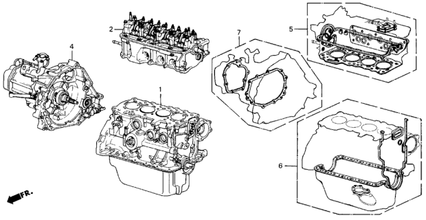 1979 Honda Civic Gasket Kit - Engine Assy.  - Transmission Assy. Diagram
