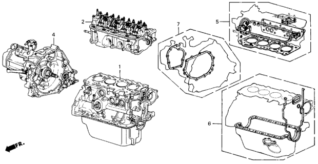 1979 Honda Civic 2 Door ** KA 4MT Gasket Kit - Engine Assy.  - Transmission Assy. Diagram