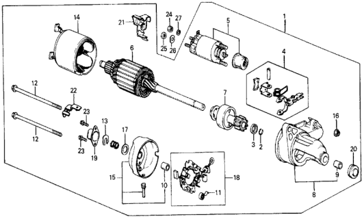 1984 Honda Civic Starter Motor (Denso) (0.8KW) Diagram