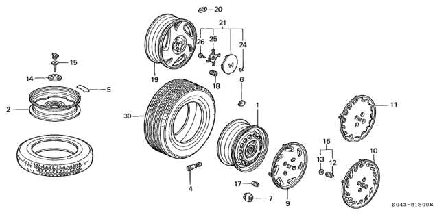 1997 Honda Civic Tire (P185/65R14) (85S) (M+S) (Firestone) Diagram for 42751-FIR-003