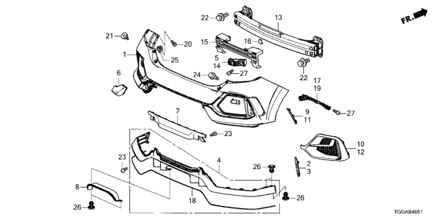 2021 Honda Civic Rear Bumper Diagram