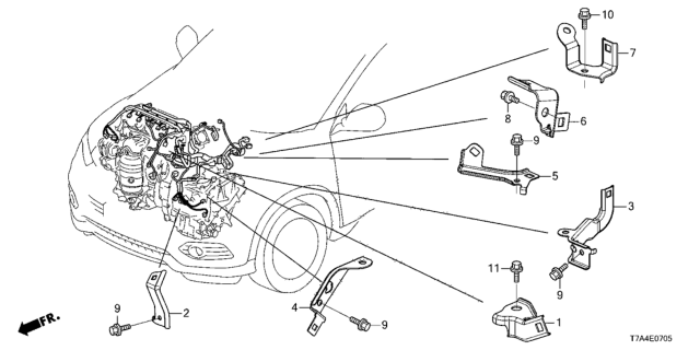 2020 Honda HR-V Engine Wire Harness Stay Diagram