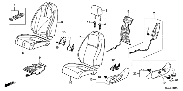 2021 Honda Civic Front Seat (Driver Side) Diagram