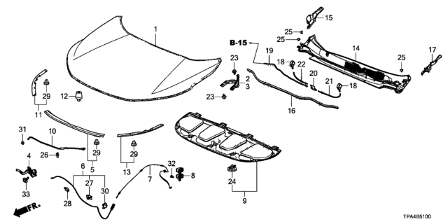 2020 Honda CR-V Hybrid 5 Door LX (HYBRID) KA CVT Engine Hood Diagram