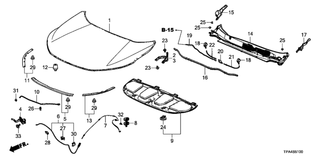 2021 Honda CR-V Hybrid Engine Hood Diagram